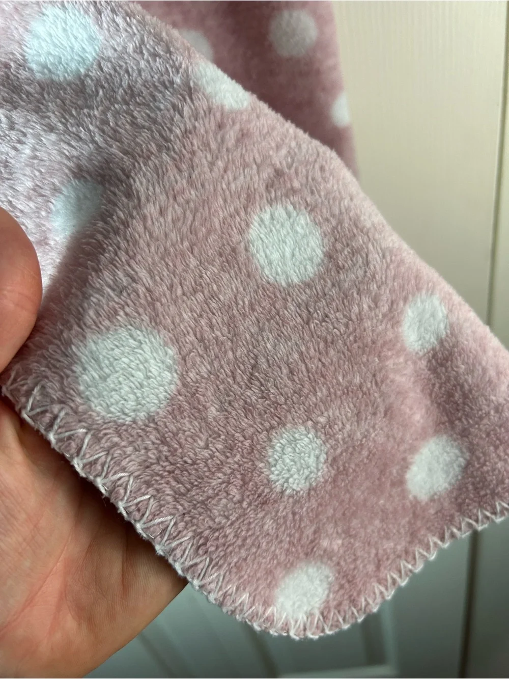 Amari Baby & Nursery Pink White Baby Blanket Polka Dots Stitched Edge Lovey